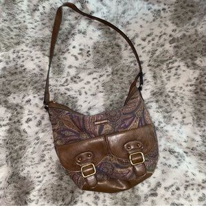 jaclyn smith brown leather multicolor shoulder bag